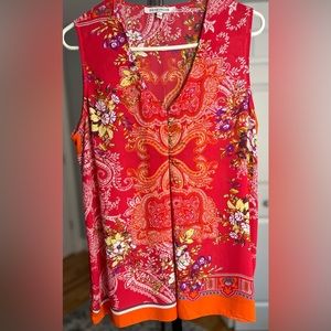 Rose & Olive Tops , OrangeSleeveless Paisley Floral...